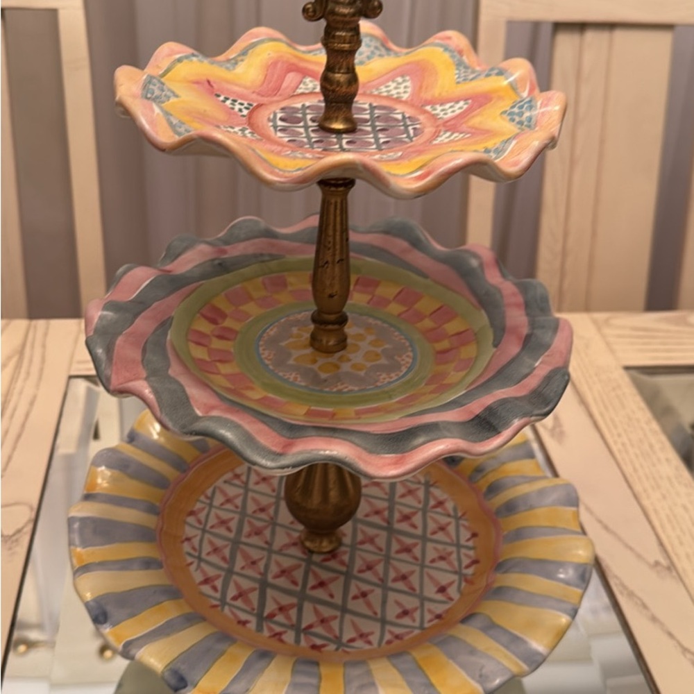 MacKenzie-Childs Multicolor Tiered Tray